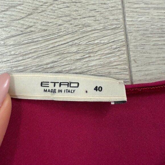 Etro Magenta 100% Silk V-neck Sleeveless Blouse Top - Picture 3 of 8